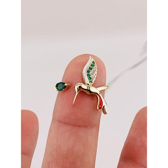 ❤️ 10k solid gold hummingbird ❤️ Size 7 or 8 - can be adjusted colibri - Picture 5 of 9